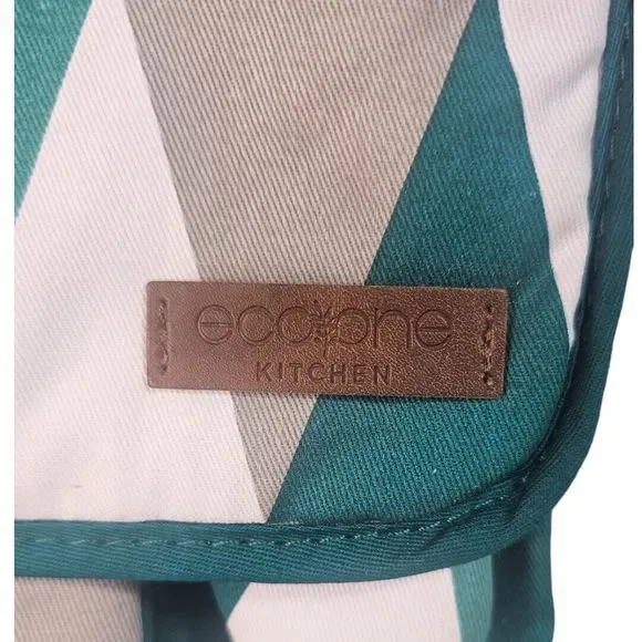 Eco One Ultimate Bakers Collection Apron Pot Holder Oven Mitt Green Diamond Prin - Picture 4 of 5